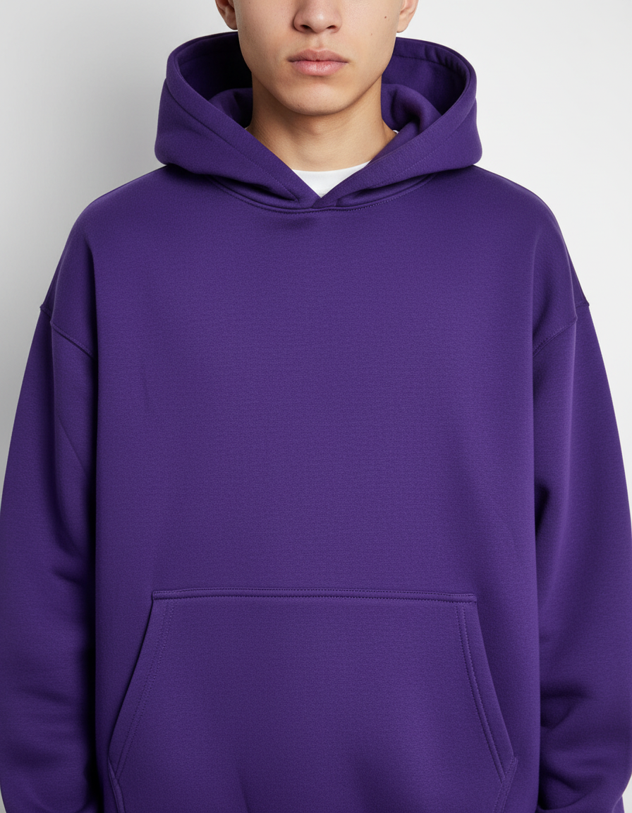 Overtees 450 GSM Hoodie | Premium Heavyweight Solid Cotton Hoodie | PURPLE
