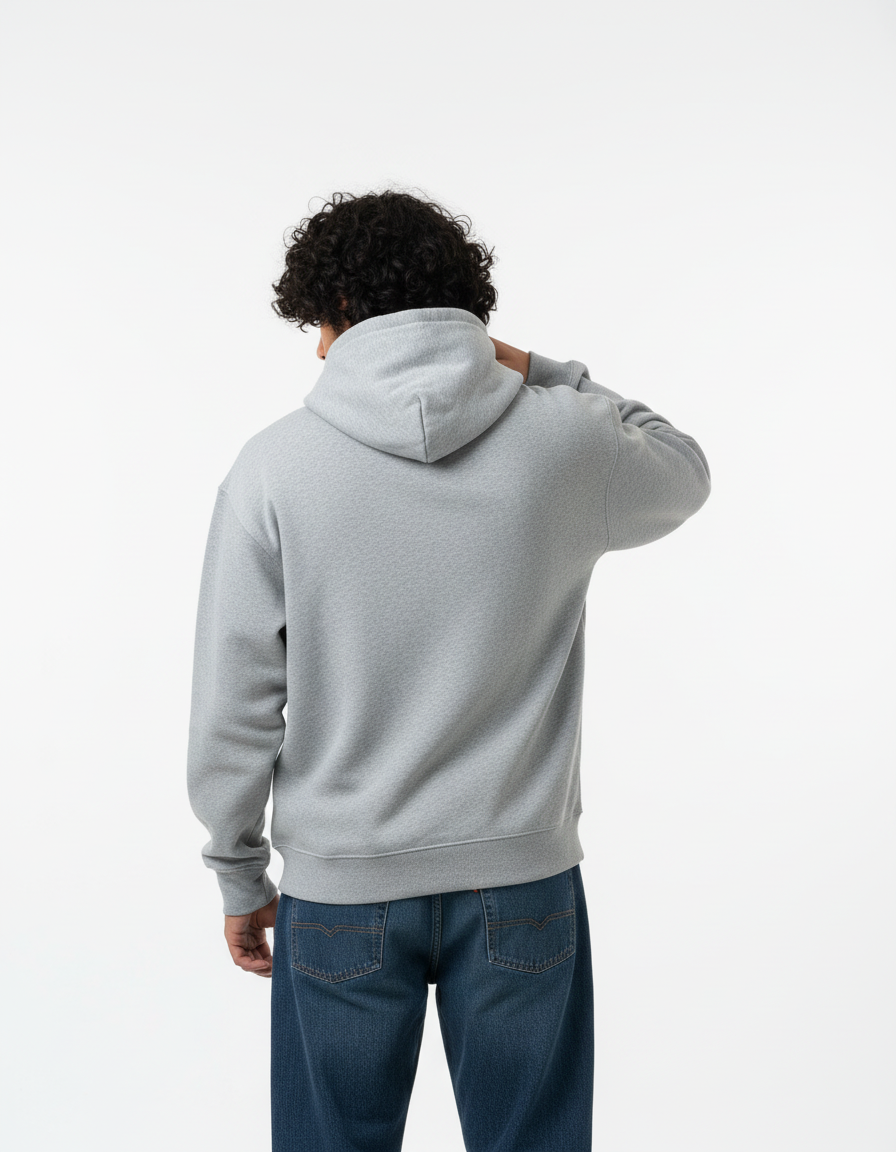 Overtees 450 GSM Hoodie | Premium Heavyweight Solid Cotton Hoodie | Melange Grey