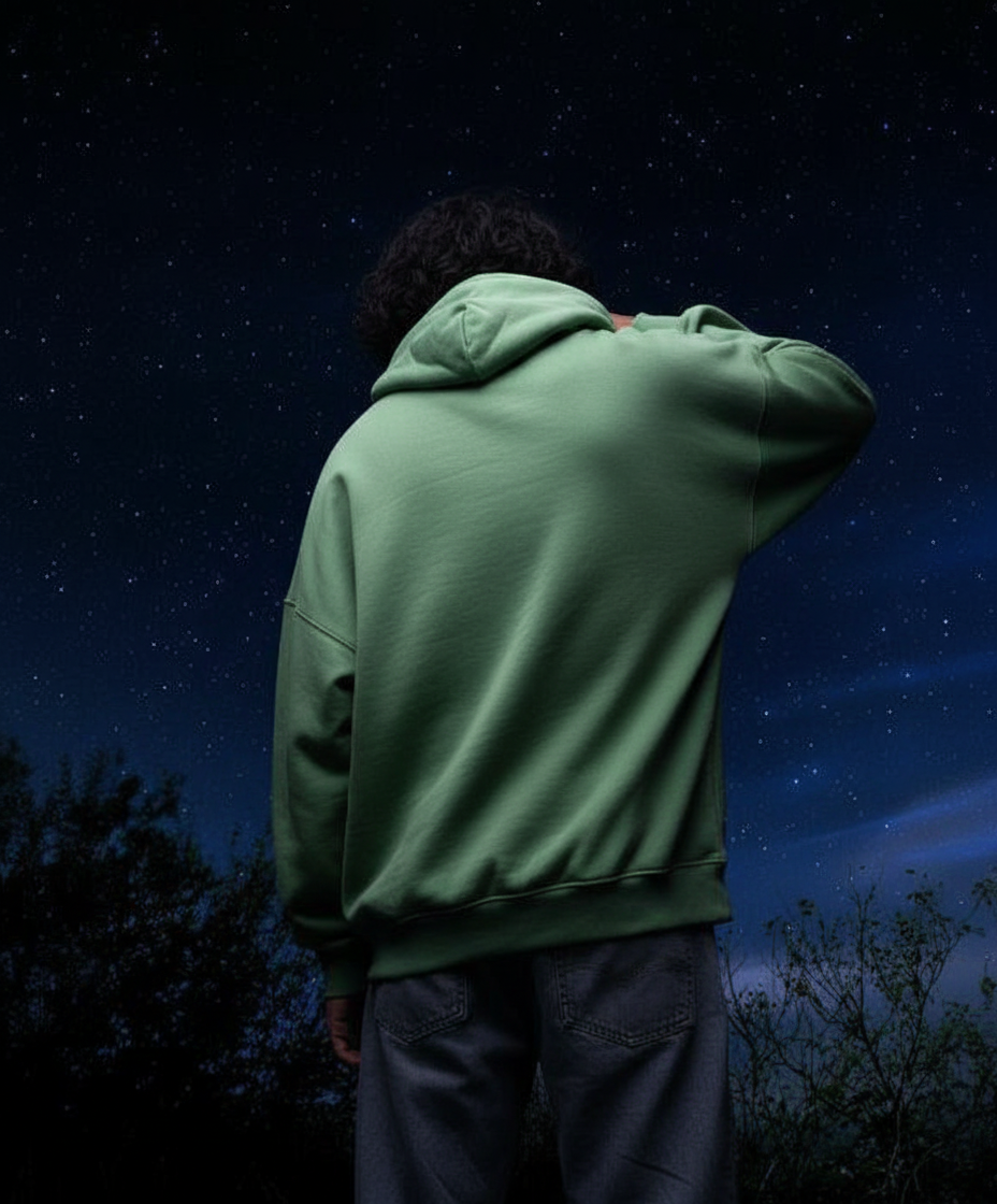 Overtees 450 GSM Hoodie | Premium Heavyweight Solid Cotton Hoodie | Pista Green