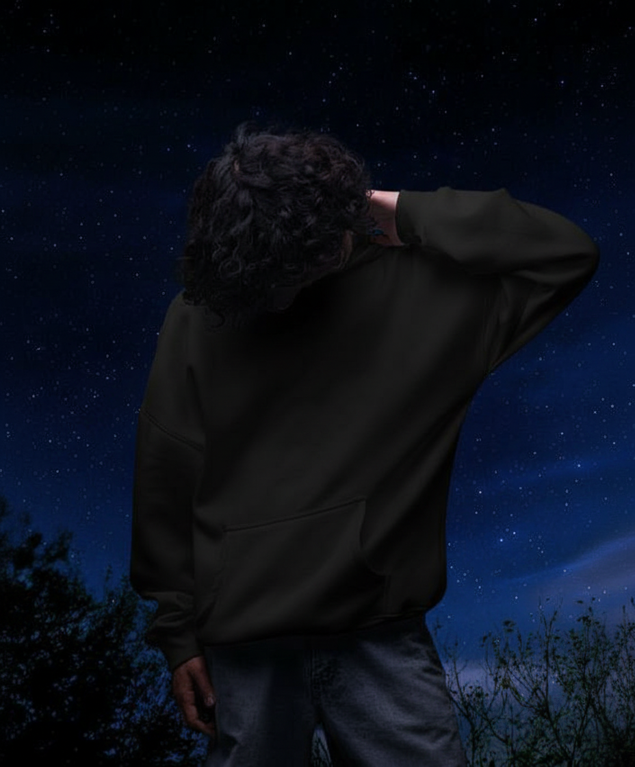 Overtees 450 GSM Hoodie | Premium Heavyweight Solid Cotton Hoodie | Black