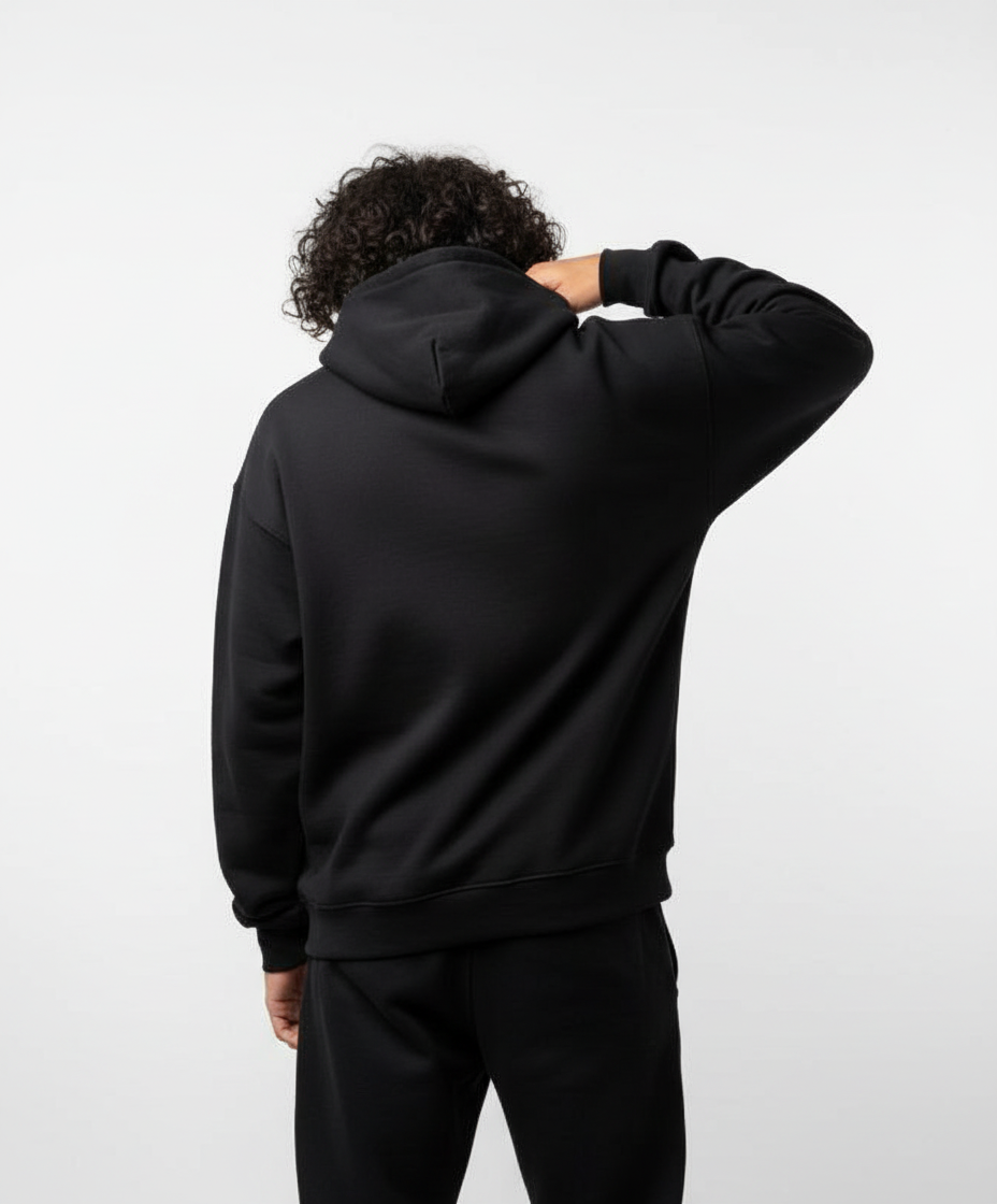 Overtees 450 GSM Hoodie | Premium Heavyweight Solid Cotton Hoodie | Black