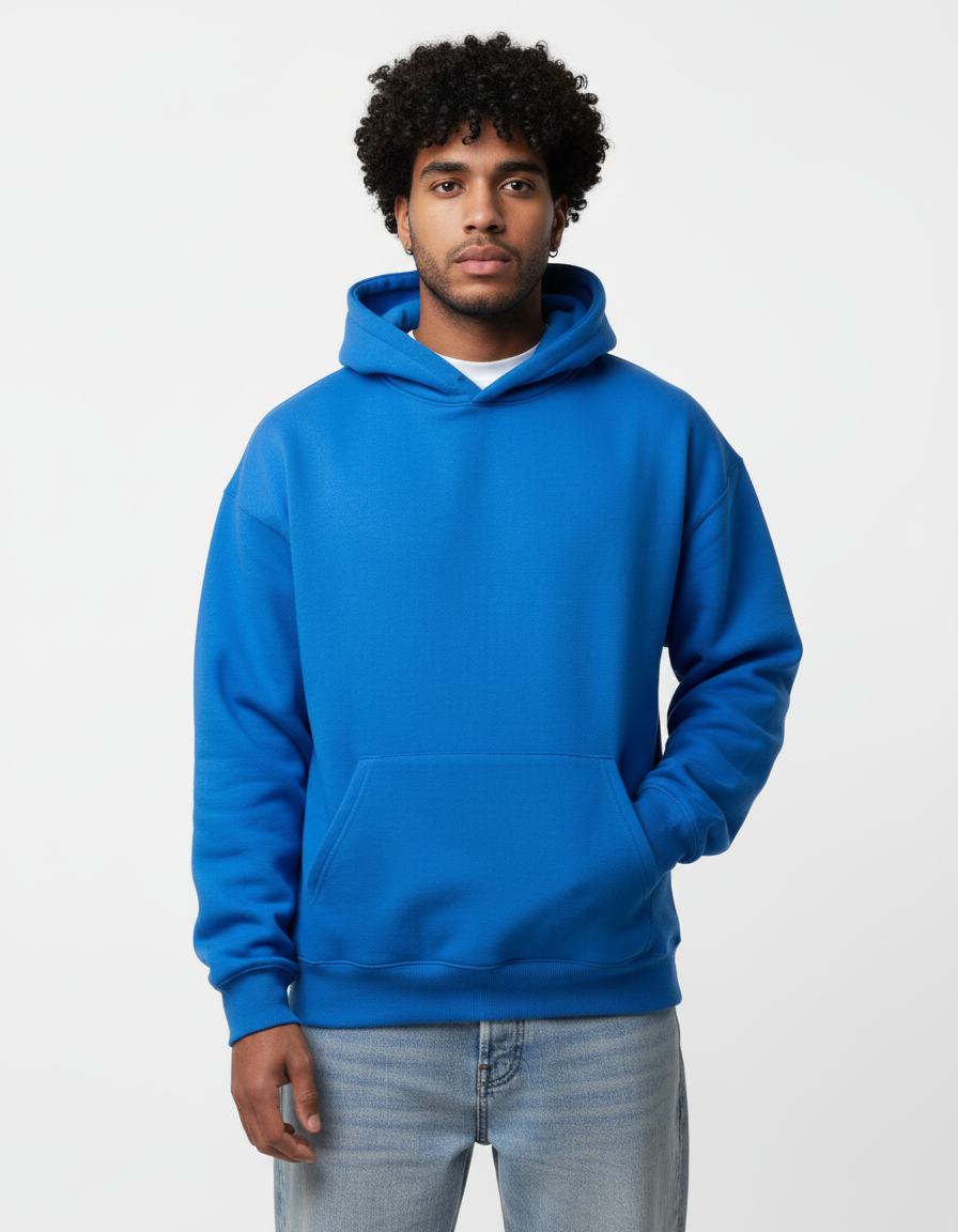 Overtees 450 GSM Hoodie | Premium Heavyweight Solid Cotton Hoodie | Royal Blue