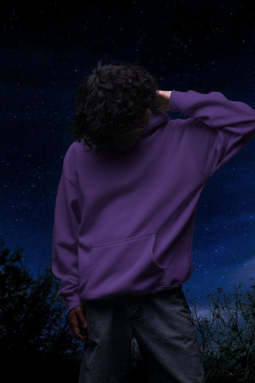 Overtees 450 GSM Hoodie | Premium Heavyweight Solid Cotton Hoodie | PURPLE