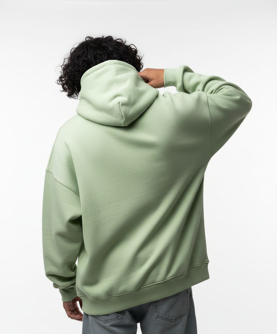 Overtees 450 GSM Hoodie | Premium Heavyweight Solid Cotton Hoodie | Pista Green