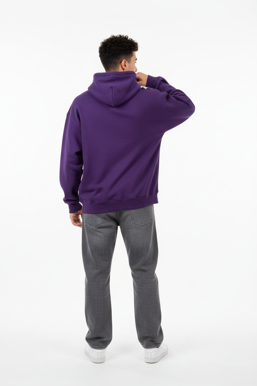 Overtees 450 GSM Hoodie | Premium Heavyweight Solid Cotton Hoodie | PURPLE